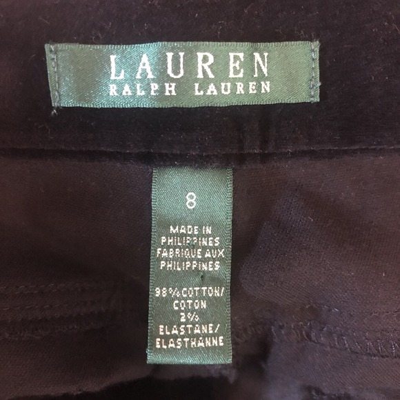 Ralph Lauren Pants Womens Size  8 Black Velvet Stretch Mid Rise Minimalist‎ - Picture 10 of 12